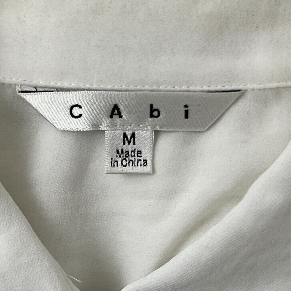 Cabi Medium White Long Sleeve Blouse Runaway Cut-Out Sleeves Style 589 - Picture 3 of 3